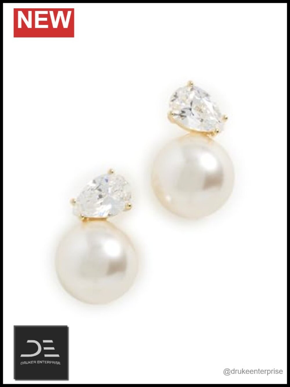 14K Vermeil Gold Stud Earrings Cubic Zirconia Post Closure